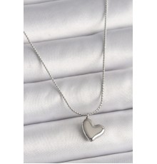316L Çelik Gümüş Renk Zincir Kalp Figür Kadın Kolye - TJ-BKO9783