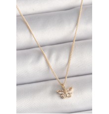 Pirinç Gold Renk Zirkon Taşlı Model Kadın Kolye - TJ-BKO9824