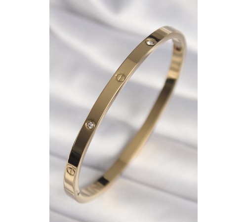 316L Çelik Gold Renk Zirkon Taşlı Model Kadın Bilezik - TJ-BB6739
