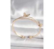 Pirinç Gold Renk Zirkon Taşlı Model Kadın Bileklik - TJ-BB6741