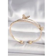 Pirinç Gold Renk Zirkon Taşlı Model Kadın Bileklik - TJ-BB6741