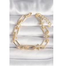 Pirinç Gold Renk Zirkon Taşlı Dikenli Zincir Model Xuping VIP Seri Kadın Bileklik - TJ-BB6742