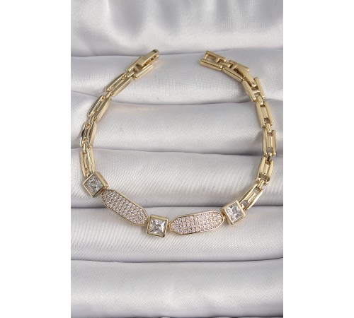 Pirinç Gold Renk Kare Zirkon Taşlı Xuping VIP Seri Kadın Bileklik - TJ-BB6745