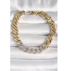 Pirinç Gold Renk Zirkon Taşlı Halka Zincir Xuping VIP Seri Exculusive Kadın Bileklik - TJ-BB6746