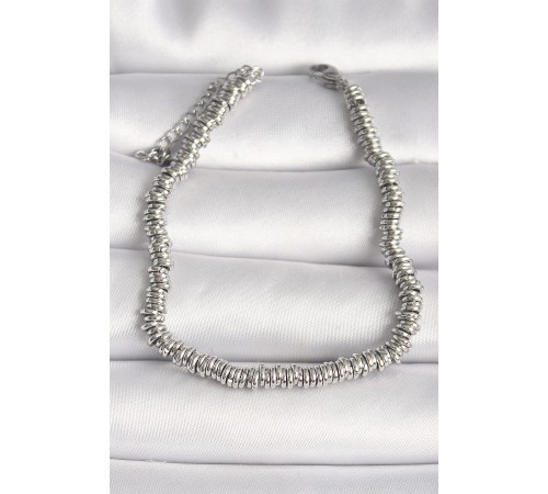 316L Çelik Gümüş Renk Minimal Çoklu Halka Model Kadın Bileklik - TJ-BB6757