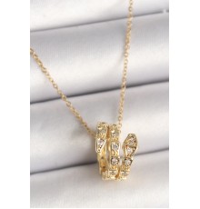 316L Çelik Gold Renk Zirkon Taşlı Yılan Model Kadın Kolye - TJ-BKO9843