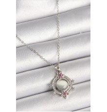 316L Çelik Gümüş Renk Zincir Beyaz Sedefli Zirkon Taşlı Yıldız Detay Kadın Kolye - TJ-BKO9868