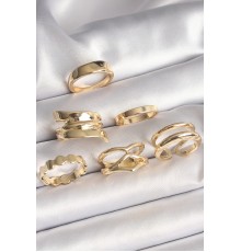 Pirinç Gold Renk İşlemeli Plaka Model 6'Lı Kadın Yüzük Seti - TJ-BYK3620