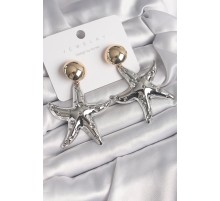 Pirinç Mix Renk Sallantı İşleme Detaylı Deniz Yıldızı Model Kadın Küpe - TJ-BKP10232