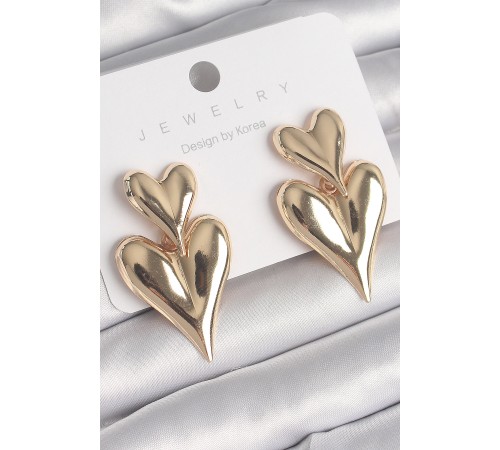 Pirinç Gold Renk Sallantı Kalp Model Kadın Küpe - TJ-BKP10233