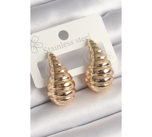 Pirinç Gold Renk İşlemeli Damla Model Kadın Küpe - TJ-BKP10257