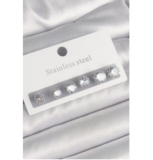 316L Çelik Gümüş Renk Zirkon Taşlı Kadın Küpe Seti - TJ-BKP10299