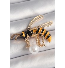 Pirinç Gold Renk Zirkon Taş Detaylı Arı Model Kadın Broş - TJ-BR408