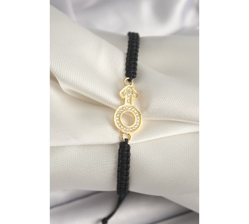 Pirinç Gold Renk Zirkon Taşlı Mars Figür Asansörlü Makrome Model Kadın Bileklik - TJ-BB6798