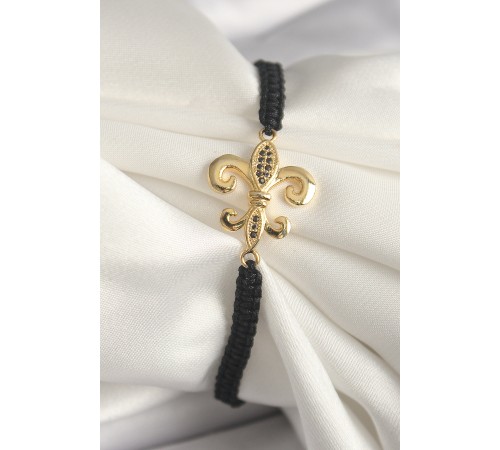 Pirinç Gold Renk Zirkon Taş İşlemeli Zambak Figür Asansörlü Makrome Model Kadın Bileklik - TJ-BB6804