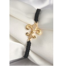 Pirinç Gold Renk Zirkon Taşlı Zambak Figür Asansörlü Makrome Model Kadın Bileklik - TJ-BB6807