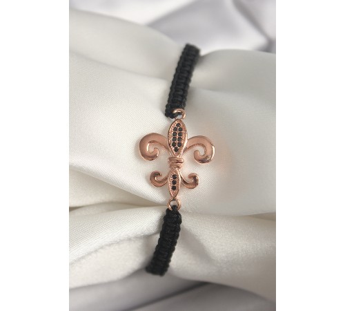 Pirinç Rose Renk Zirkon Taş İşlemeli Zambak Figür Asansörlü Makrome Model Kadın Bileklik - TJ-BB6808