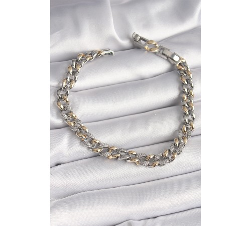 Pirinç Mix Renk Zirkon Taşlı Zincir Model VIP Seri Kadın Bileklik - TJ-BB6809