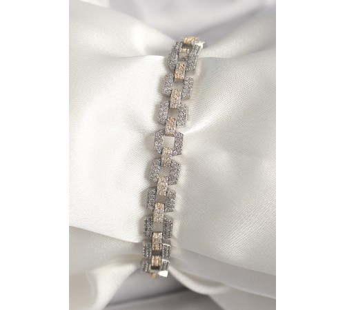 Pirinç Mix Renk Zirkon Taşlı Zincir Model VIP Seri Kadın Bileklik - TJ-BB6811