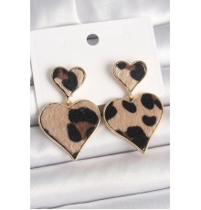 Pirinç Gold Renk Sallantı Leopar Kalp Model Kadın Küpe - TJ-BKP10337