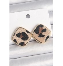 Pirinç Gold Renk Kare Leopar Model Kadın Küpe - TJ-BKP10342