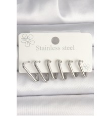 316L Çelik Gümüş Renk Üçgen Model Kadın Küpe Seti - TJ-BKP10349