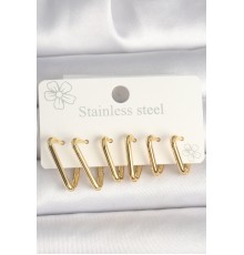 316L Çelik Gold Renk Üçgen Model Kadın Küpe Seti - TJ-BKP10350