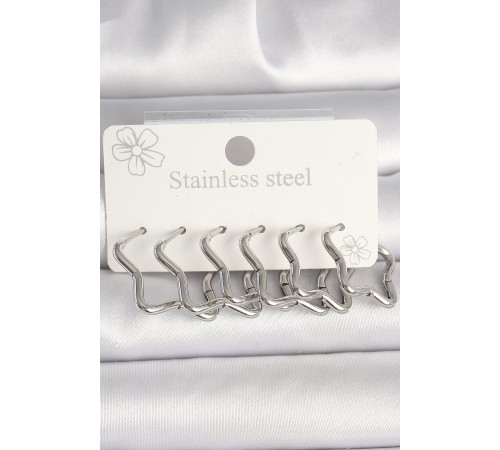 316L Çelik Gümüş Renk Yıldız Model Kadın Küpe Seti - TJ-BKP10351