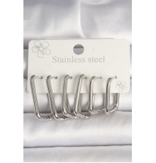 316L Çelik Gümüş Renk Kare Model Kadın Küpe Seti - TJ-BKP10353