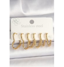 316L Çelik Gold Renk Kalp Model Kadın Küpe Seti - TJ-BKP10356