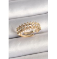 Pirinç Gold Renk Zirkon Taşlı Ayarlanabilir Model Kadın Yüzük - TJ-BYK3689