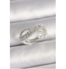 Pirinç Gümüş Renk Su Yolu Zirkon Taşlı Sonsuzluk Model Ayarlanabilir Kadın Yüzük - TJ-BYK3694