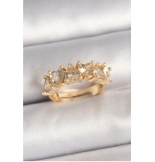 Pirinç Gold Renk Zirkon Taşlı Kalp Model Ayarlanbilir Kadın Yüzük - TJ-BYK3700