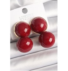Pirinç Gold Renk Kırmızı Boncuk Model Kadın Küpe - TJ-BKP10361
