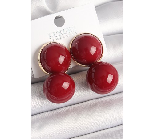 Pirinç Gold Renk Kırmızı Boncuk Model Kadın Küpe - TJ-BKP10361