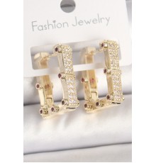 Pirinç Gold Renk Kare Zirkon Taşlı Kadın Küpe - TJ-BKP10373