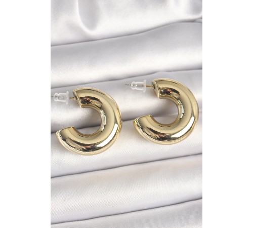 Pirinç Gold Renk Yarım Halka Model CCB Kadın Küpe - TJ-BKP10375