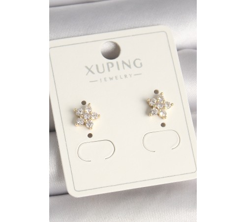 Pirinç Gold Renk Zirkon Taşlı Çiçek Model Xuping Kadın Küpe - TJ-BKP10380