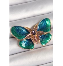 Pirinç Gold Renk Turquaz Model Zirkon Taş Detaylı Model Kadın Broş - TJ-BR429