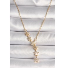 316L Çelik Gold Renk Zincir Zirkon Taşlı Yıldız Model Kadın Kolye - TJ-BKO9903