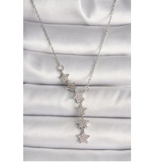 316L Çelik Gümüş Renk Zincir Zirkon Taşlı Yıldız Model Kadın Kolye - TJ-BKO9904