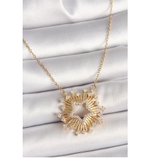316L Çelik Gold Renk Zirkon Taşlı Yıldız Model Kadın Kolye - TJ-BKO9922