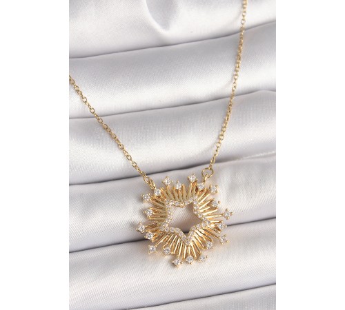 316L Çelik Gold Renk Zirkon Taşlı Yıldız Model Kadın Kolye - TJ-BKO9922