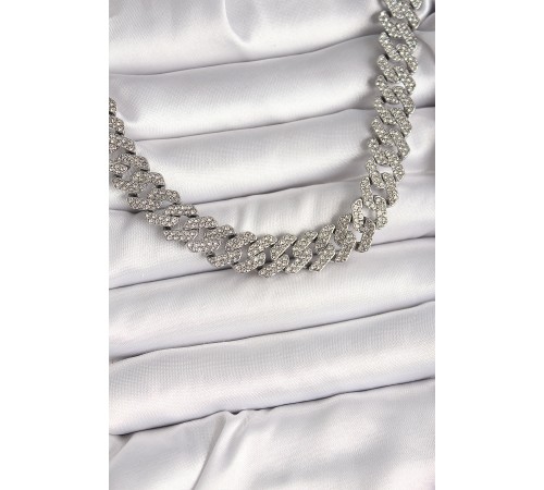 Pirinç Gümüş Renk Zirkon Taşlı Gurmet Kadın Kolye - TJ-BKO9927