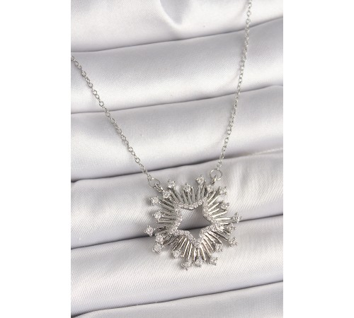 316L Çelik Gümüş Renk Zirkon Taşlı Yıldız Model Kadın Kolye - TJ-BKO9921