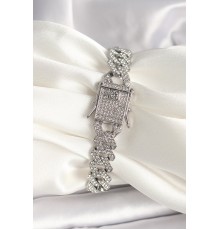 Pirinç Gümüş Renk Zirkon Taşlı Gurmet Model Kadın Bileklik - TJ-BB6864