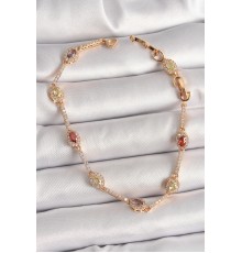 Pirinç Gold Renk Renkli Damla Zirkon Taşlı Kadın Bileklik - TJ-BB6874