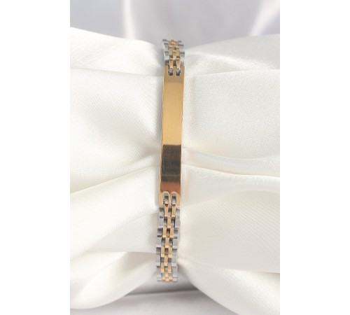 316L Çelik Gold Gümüş Renk Zincir Künye Model Erkek Bileklik - TJ-EB3714