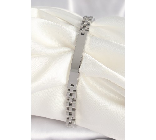 316L Çelik Gümüş Renk Zincir Künye Model Erkek Bileklik - TJ-EB3715