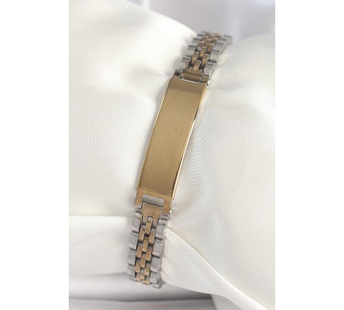 316L Çelik Gold Gümüş Renk Kalın Zincir Künye Model Erkek Bileklik - TJ-EB3717